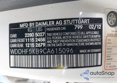 2012 Mercedes-Benz E 350 from USA, damaged, VIN WDDHF5KB9CA615096